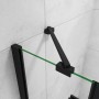 Detail einer schwarzen AICA Runddusche mit klarer Glasabtrennung und Wandhalterung.