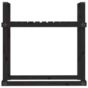 Schwarzes vidaXL Kaminholzregal aus Kiefernholz, 110x35x108,5 cm, für Kaminholz Lagerung.