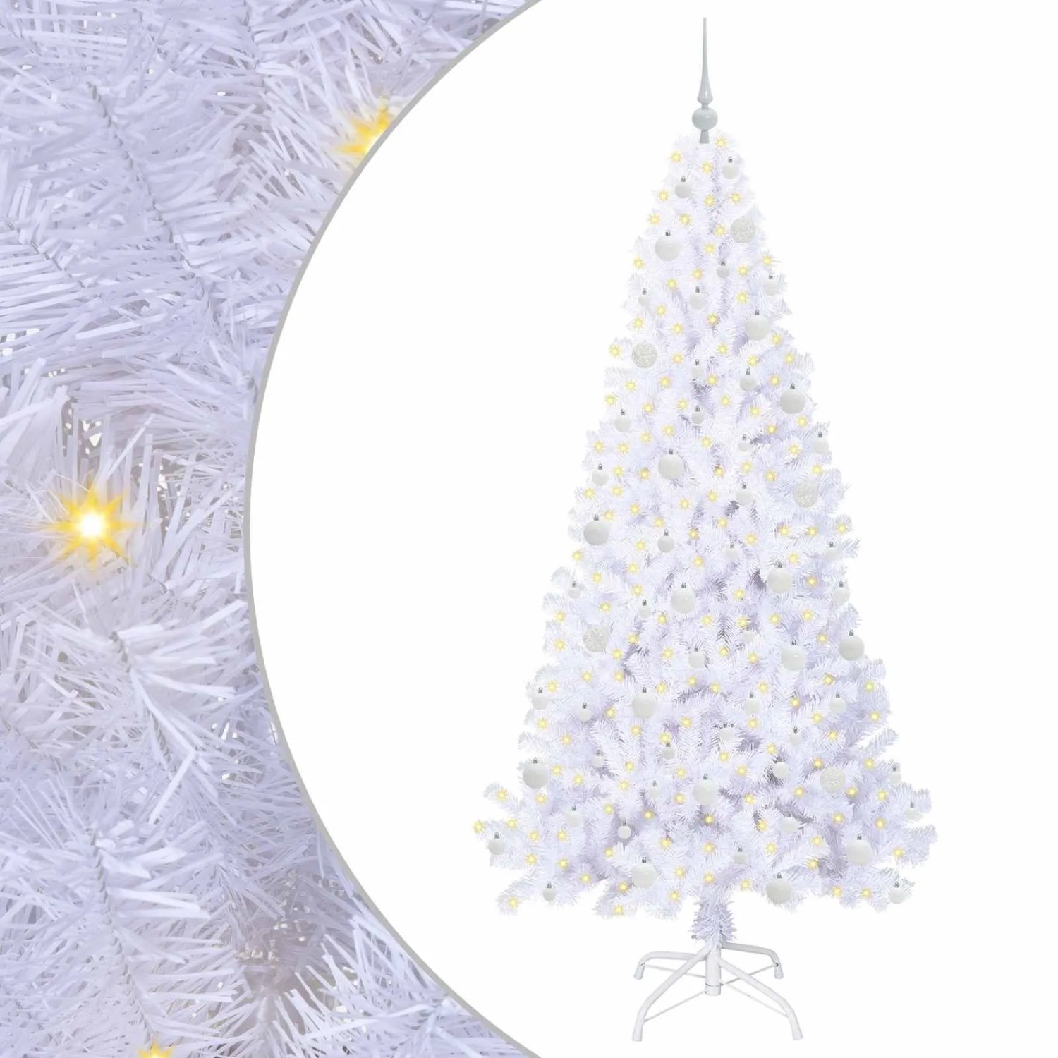 vidaXL Künstlicher Weihnachtsbaum Weiß 210 cm PVC und Stahl 3426779