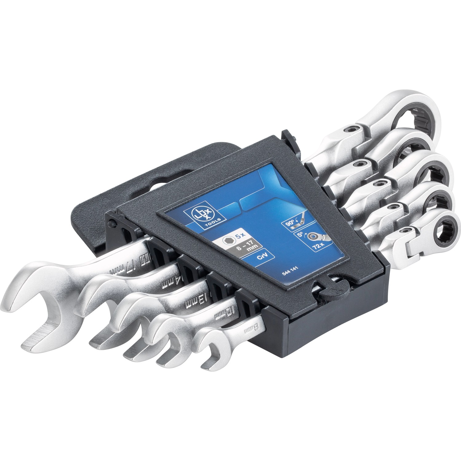 LUX-TOOLS Ratschenschlüsselsatz mit Gelenk 5-teilig 8 mm - 17 mm
