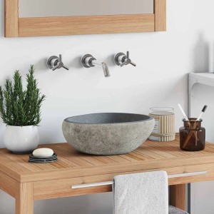 vidaXL Waschbecken Flussstein Oval 29-38 x 24-31 cm 146212