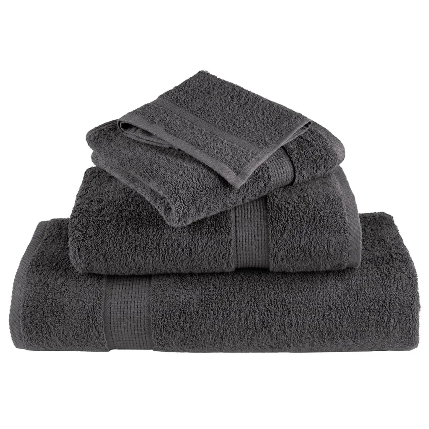 Anthrazitfarbene vidaXL Gästetücher, 2er-Set aus Baumwolle (30x50cm, 600 g/m²).