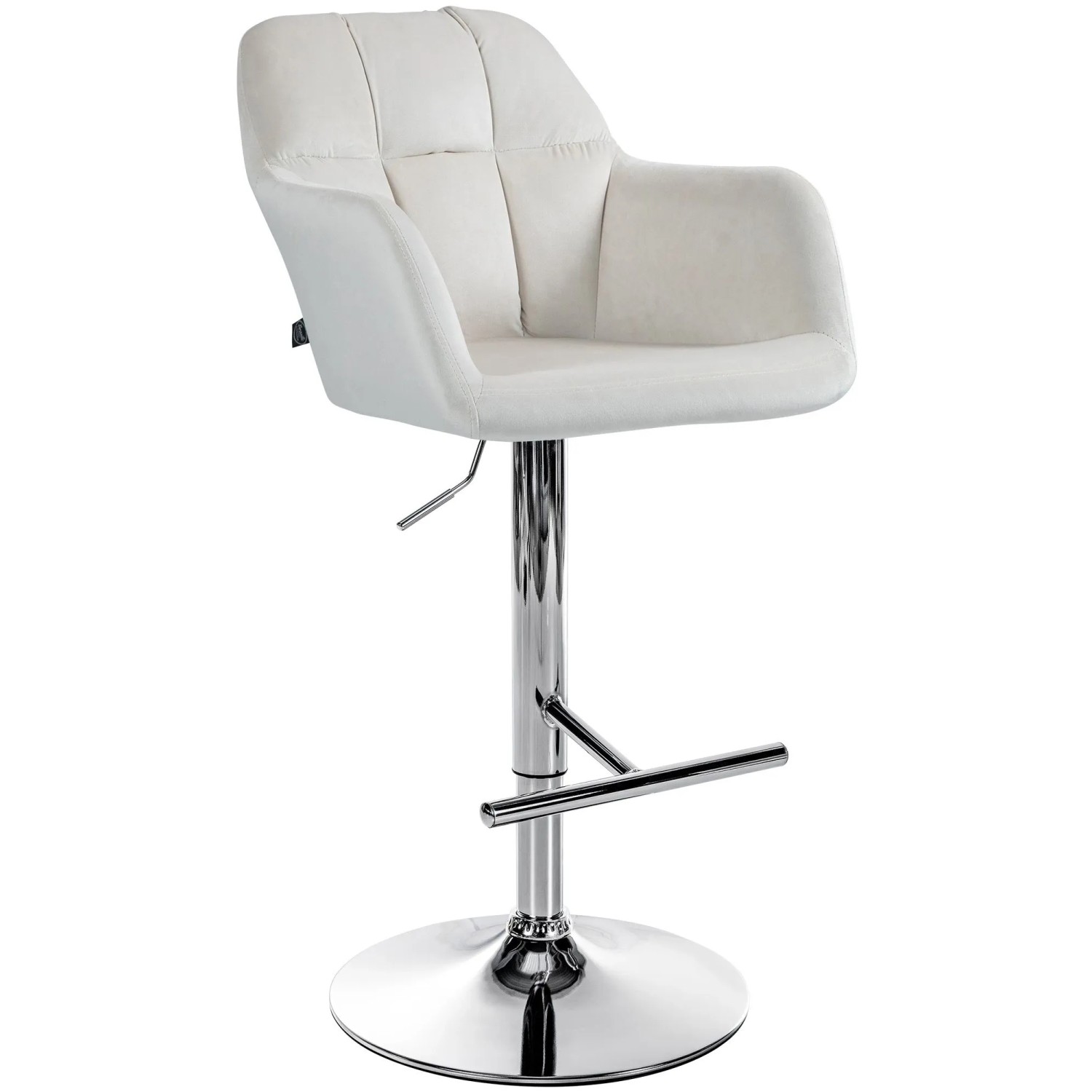 CLP Barhocker Natoma Samt Metall in Chromoptik/creme