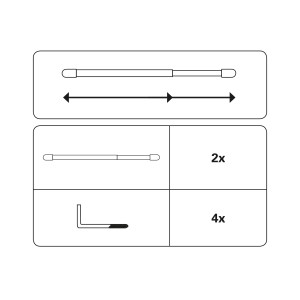 Abbildung von Gardinia Vitragestangen, braun, flachoval, ausziehbar, 2er-Pack, mit Zubehör.