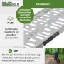 Detailansicht TRUTZHOLM Auffahrrampe: Gelochte Oberfläche für sicheren Halt beim Verladen von Motorrädern.