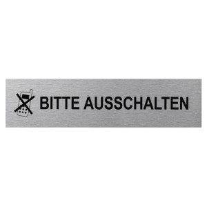 Aluminium Hinweisschild: Handy bitte ausschalten. Selbstklebend und in Edelstahloptik.