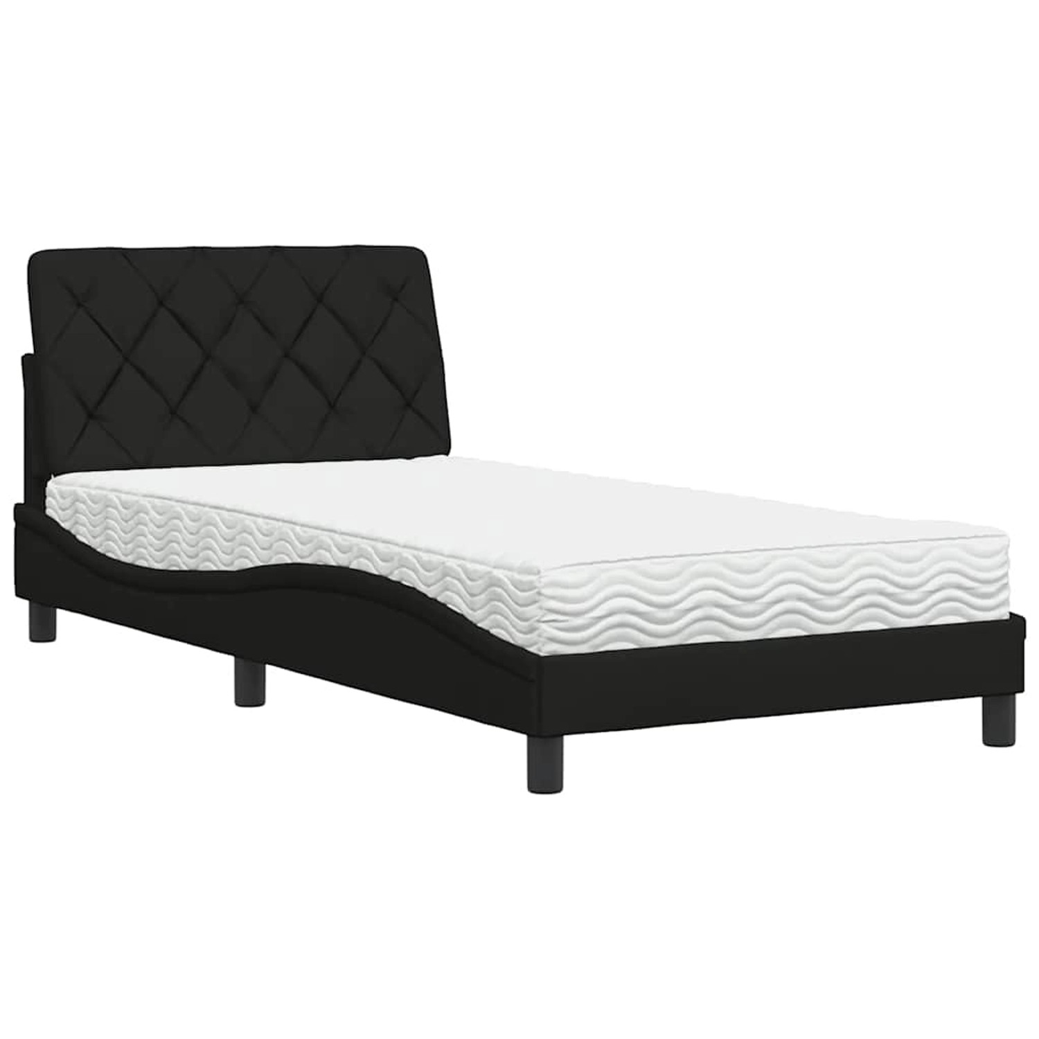 vidaXL Bett mit Matratze Schwarz 100x200 cm Stoff 3310722