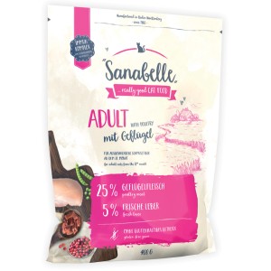 Sanabelle Adult Geflügel, 400g Trockenfutter für ausgewachsene Katzen. Vollnahrung mit Geflügelfleisch.