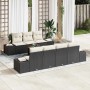 Schwarzes 8-teiliges Garten-Sofa-Set aus Poly Rattan mit Kissen von vidaXL.
