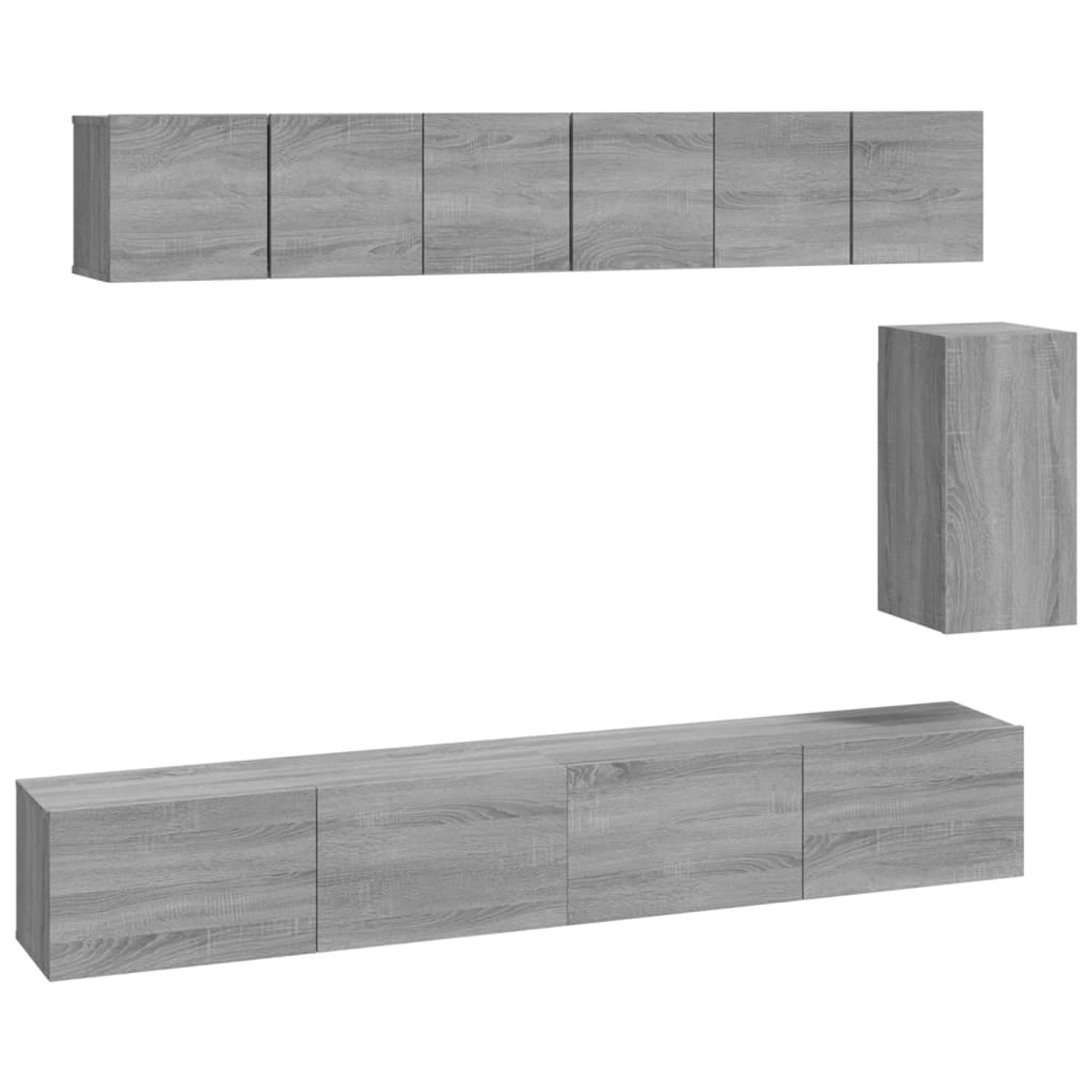 vidaXL 6-Tlg TV-Schrank-Set Grau Sonoma Holzwerkstoff 3114620