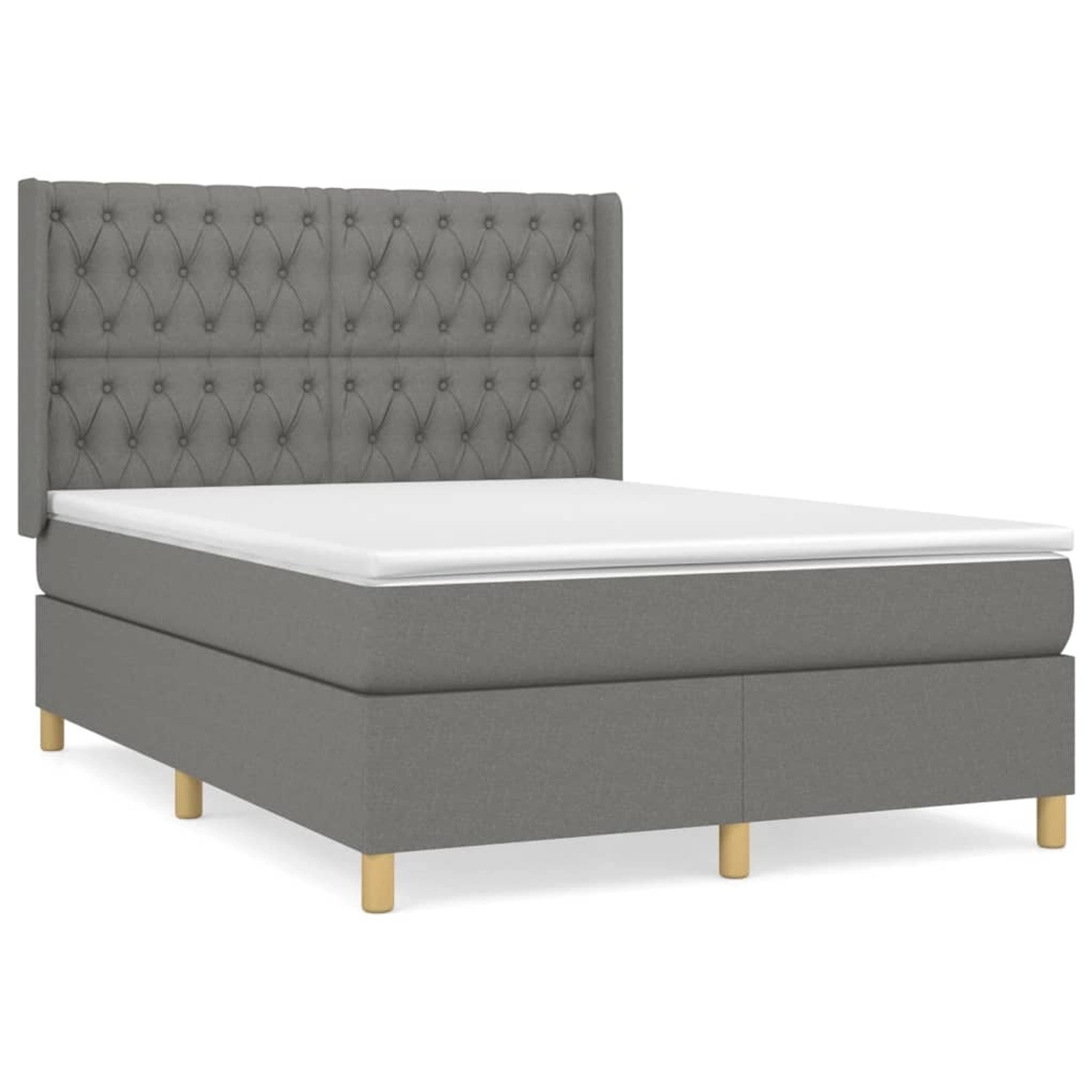 vidaXL Boxspringbett Boxspringbett mit Matratze Dunkelgrau 140x190 cm Stoff günstig online kaufen