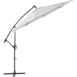 Ampelschirm Alvarado, Ø 300 cm, mit Kurbel und grauem Schirmdach. Ideal für Garten und Terrasse.