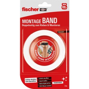 fischer Montageband, doppelseitig, 19mm x 3m, zum Kleben und Montieren ohne Werkzeug.