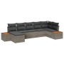 Graues 7-teiliges vidaXL Garten-Sofa-Set aus Poly Rattan mit Kissen.