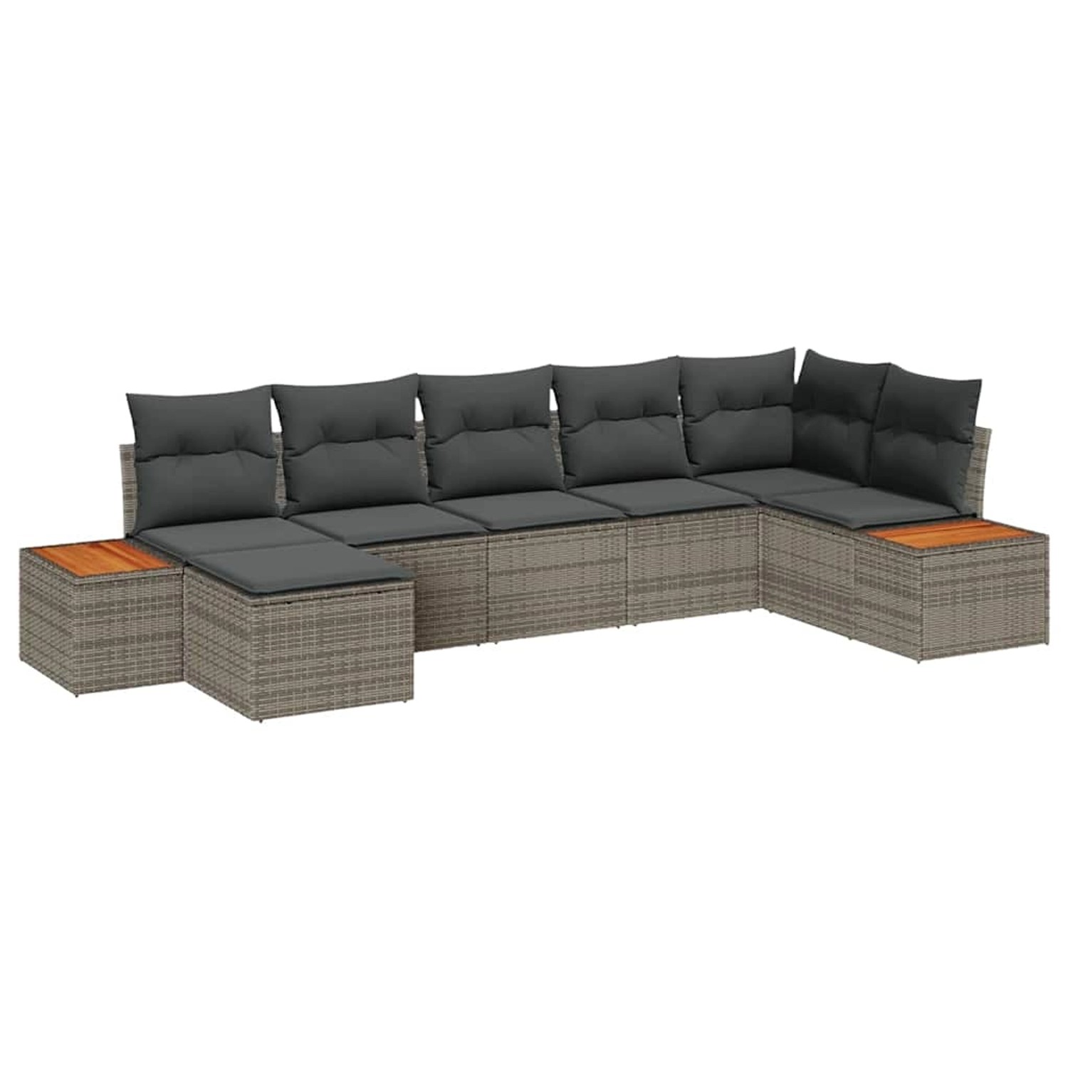 vidaXL Garten-Sofa-Set mit Kissen 7-Tlg Grau Poly Rattan 3348130 günstig online kaufen