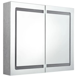 vidaXL LED-Spiegelschrank, Betongrau, 80x68cm, mit zwei Spiegeltüren für Badezimmer.