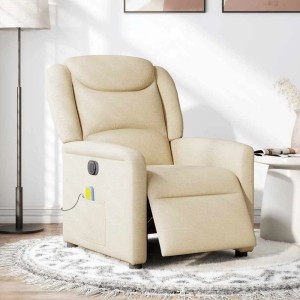 vidaXL Massagesessel Elektrisch Creme Stoff 3303192