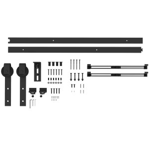 HOMCOM Schiebetür-Beschlagsatz, 183 cm, Komplettset mit Pufferfunktion, Zubehör für Türen.