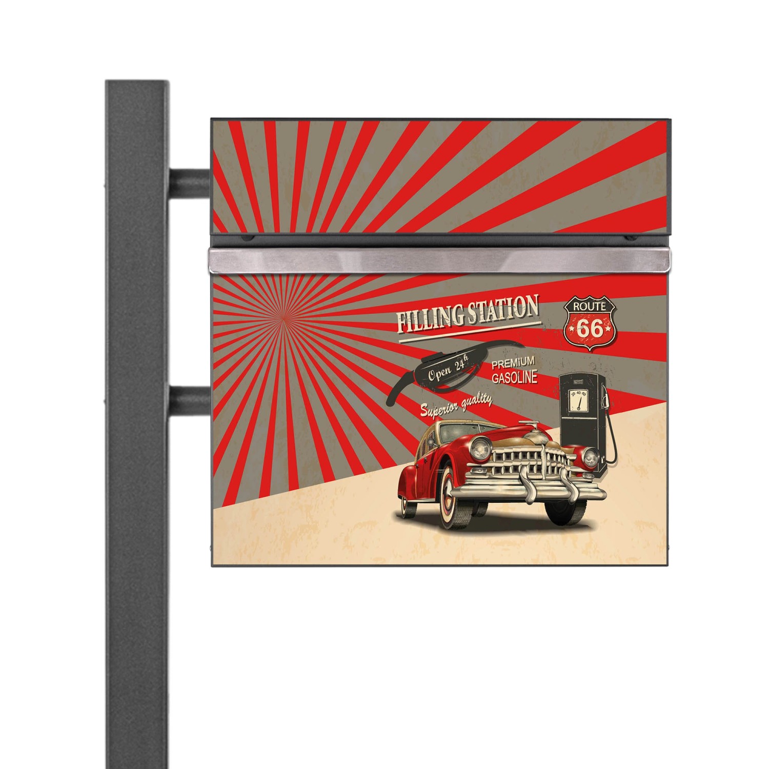 Banjado Standbriefkasten Anthrazit 45x120x16.5cm Groß Inkl. Montagematerial günstig online kaufen