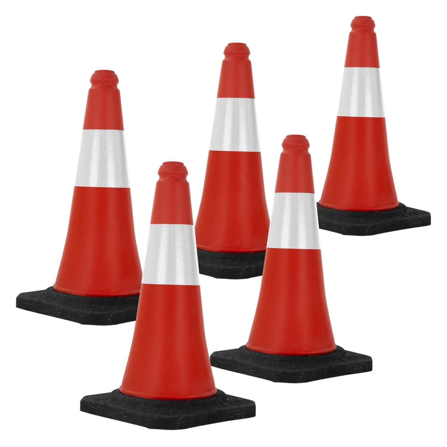 ECD Germany 5Er Verkehrskegel Pylone 51 cm Rot-Weiß Leitkegel mit Schwerem Fuß