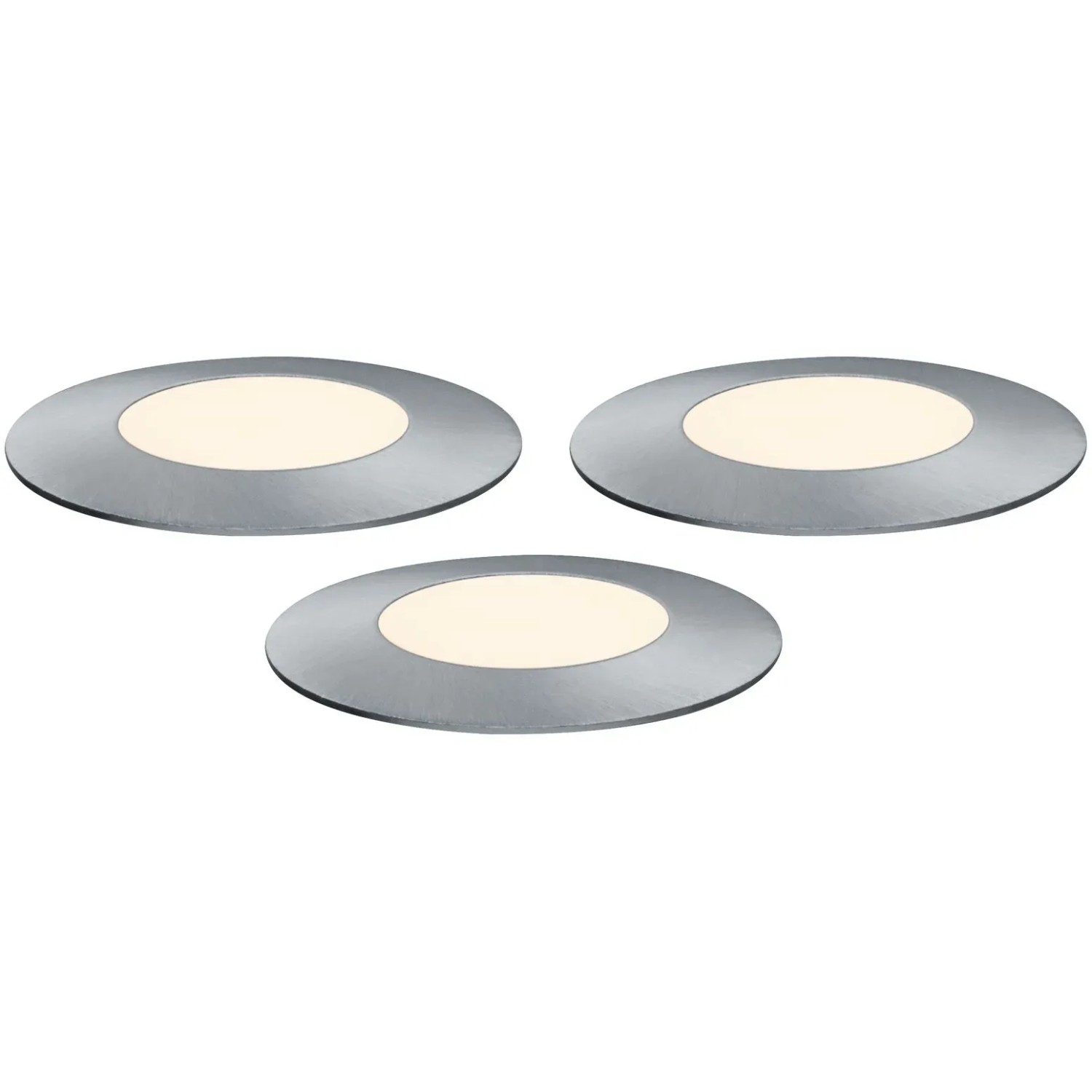 Paulmann Plug&Shine Bodeneinbaustrahler Set, 3er, Edelstahl, warmweiß für Aussenbeleuchtung.