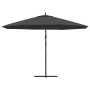 Anthrazitfarbener Ampelschirm 350 cm mit Aluminium-Mast, Kreuzfuß und Kurbel. Perfekter Sonnenschutz für Garten.