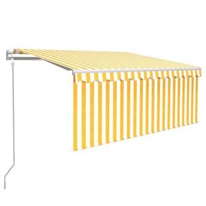 vidaXL Markise Automatisch Einziehbar mit Volant 3,5x2,5 m Gelb & Weiß 3069288