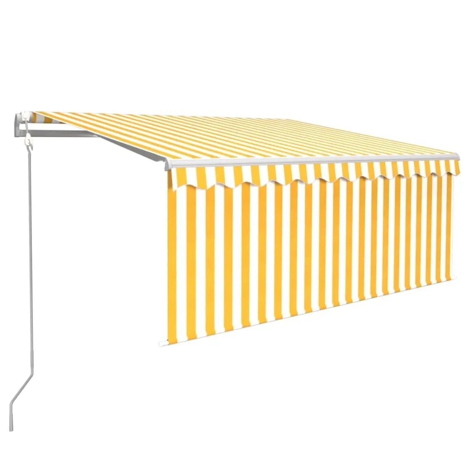 vidaXL Markise Automatisch Einziehbar mit Volant 3,5x2,5 m Gelb & Weiß 3069288