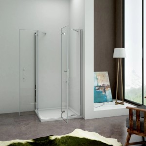 Duschparadies Duschkabine Eckeinstieg 100 x 100 x 195cm Duschabtrennung Duschwand 6mm Nano Glas Dusche