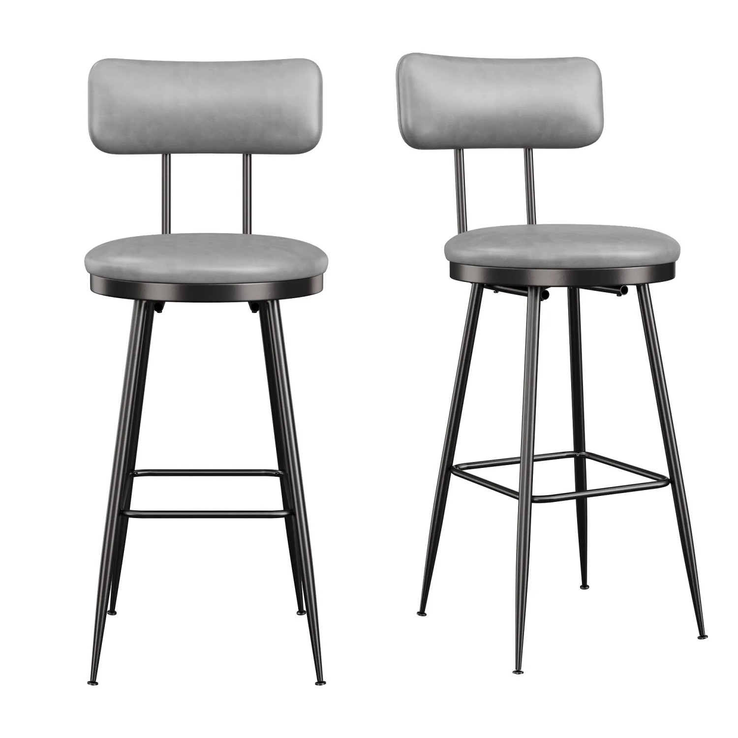 PXloue Barhocker 4er Set Küchenstühle Barstühle mit Fußstütze für Küche&Wohnzimmer Grau Kunstleder