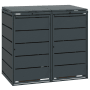 Anthrazitfarbene MBOX24 Classic Mülltonnenbox aus verzinktem Stahl für 2 Mülltonnen (240L). Robust & wetterfest.