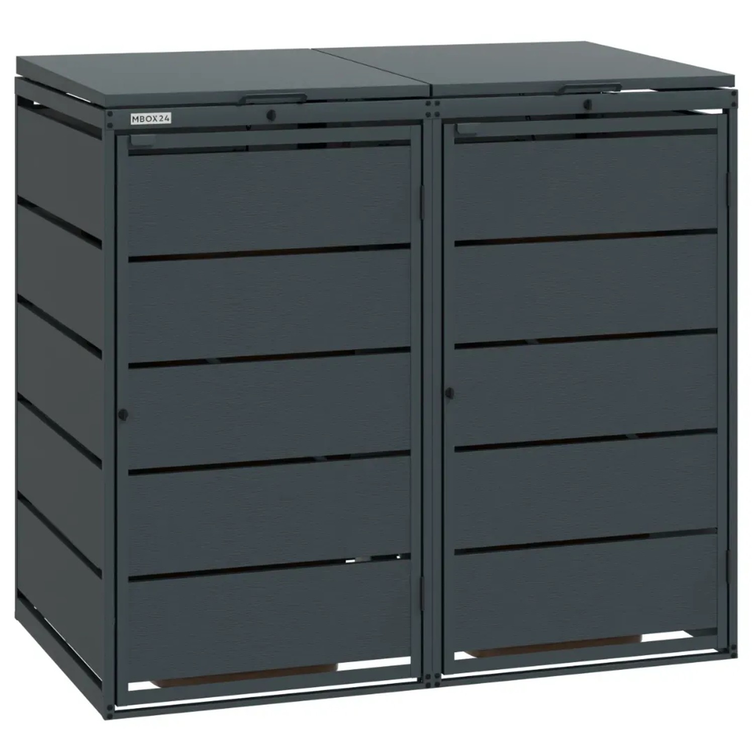 MBOX24 Classic Mülltonnenbox für 2 Mülltonnen (240L) aus Verzinktem Stahl  2er Metall Mülltonnenverkleidung in Anthrazit  Robust & Wetterfest
