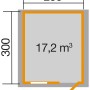 Grundriss Weka Holz-Gartenhaus 330cm: Maße 250x300cm, Fläche 17,2m².
