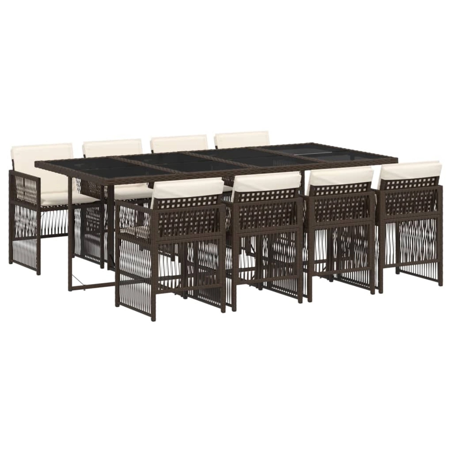 vidaXL 9-Tlg Garten-Essgruppe mit Kissen Braun Poly Rattan 3210921 günstig online kaufen