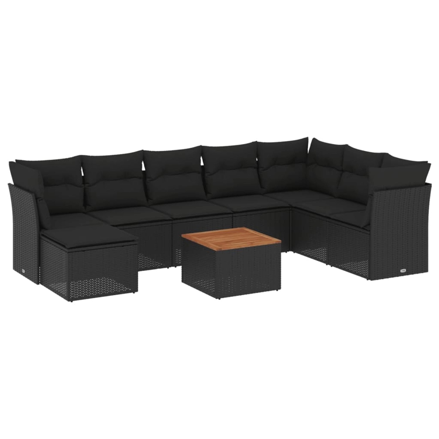 vidaXL 9-tlg Garten-Sofagarnitur mit Kissen Schwarz Poly Rattan Modell 100 günstig online kaufen