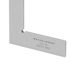 STAHLWERK Flachwinkel 90° aus Edelstahl, 150x100mm, DIN 875/1 für präzise Winkelprüfung.