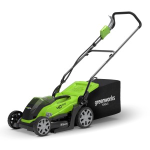 Greenworks Akku-Rasenmäher G40LM35K2 Set, 40V, mit Fangkorb. Ideal für mittelgroße Gärten.