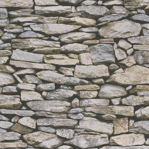 Steinwand Tapete in Braun und Grau: 3D Mauertapete in Steinoptik für Wohn- und Schlafzimmer.