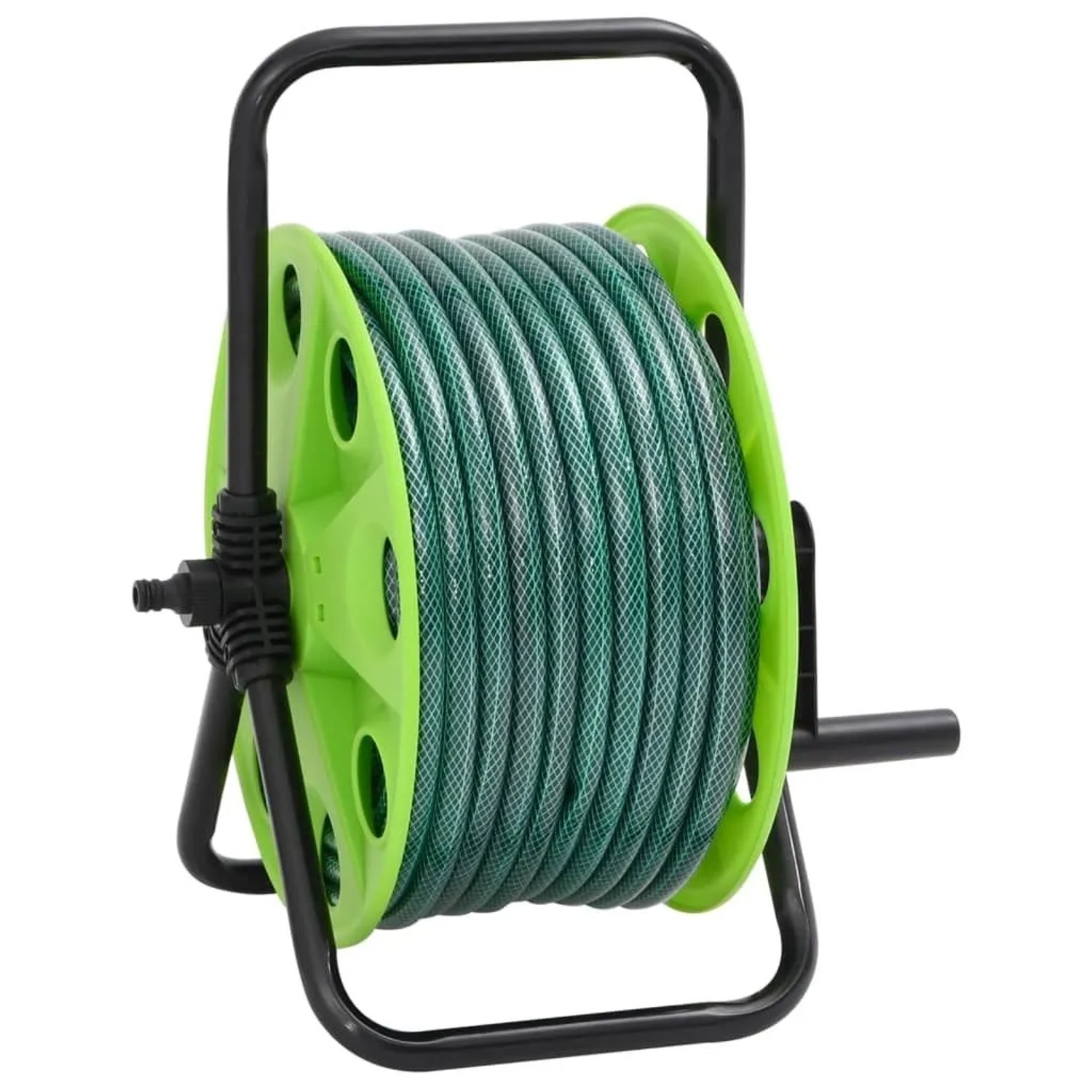 vidaXL Schlauchtrommel Freistehend Grün mit 30 m Schlauch PVC 3281515