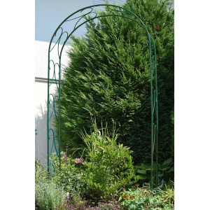 Rosenbogen Honey, Montana-Grün, aus Metall für Gartendekoration.