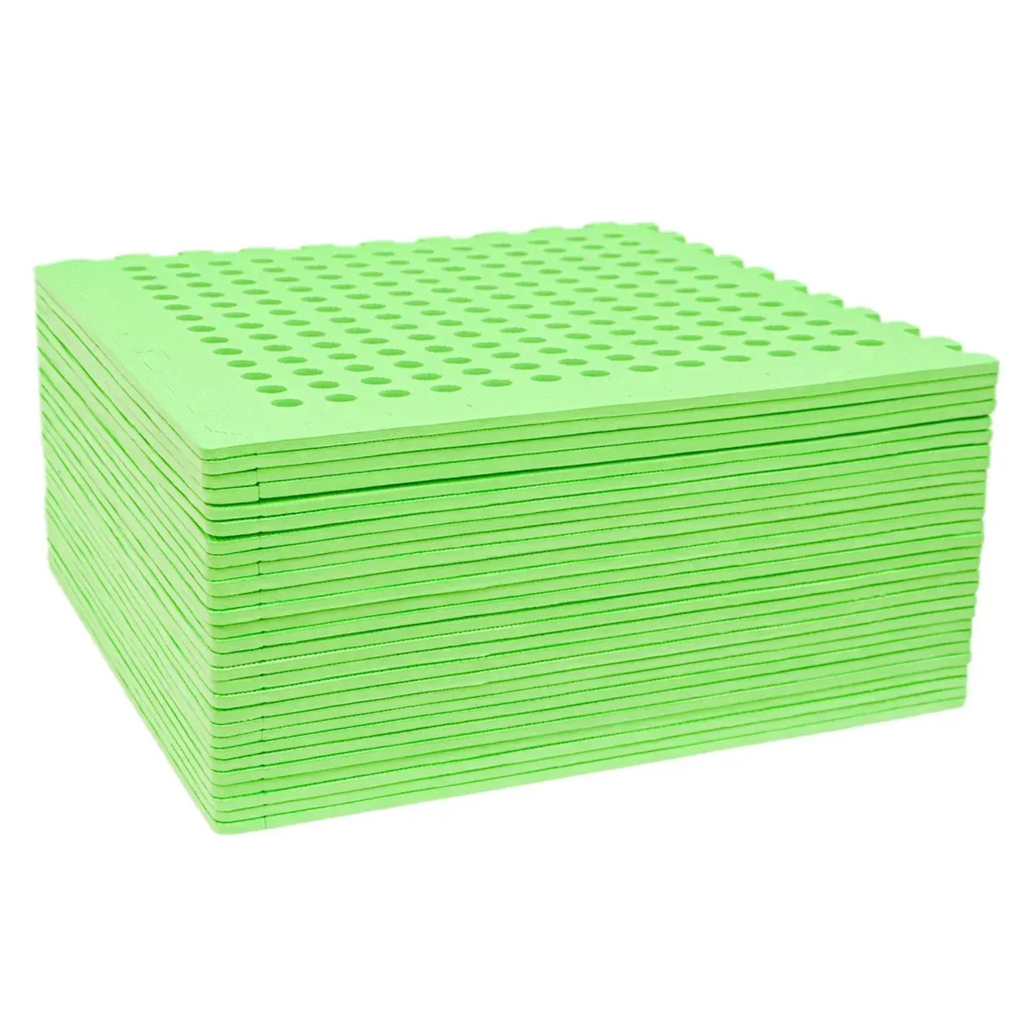 Stapel grüne eyepower Poolmatten, 62x62 cm, 28er Set, mit Löchern, für Poolfolien.