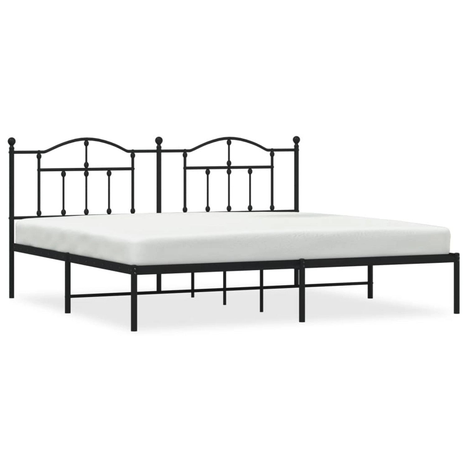 vidaXL Bettgestell Bettrahmen mit Kopfteil Metall Weiß 200x200 cm Bett Bett günstig online kaufen