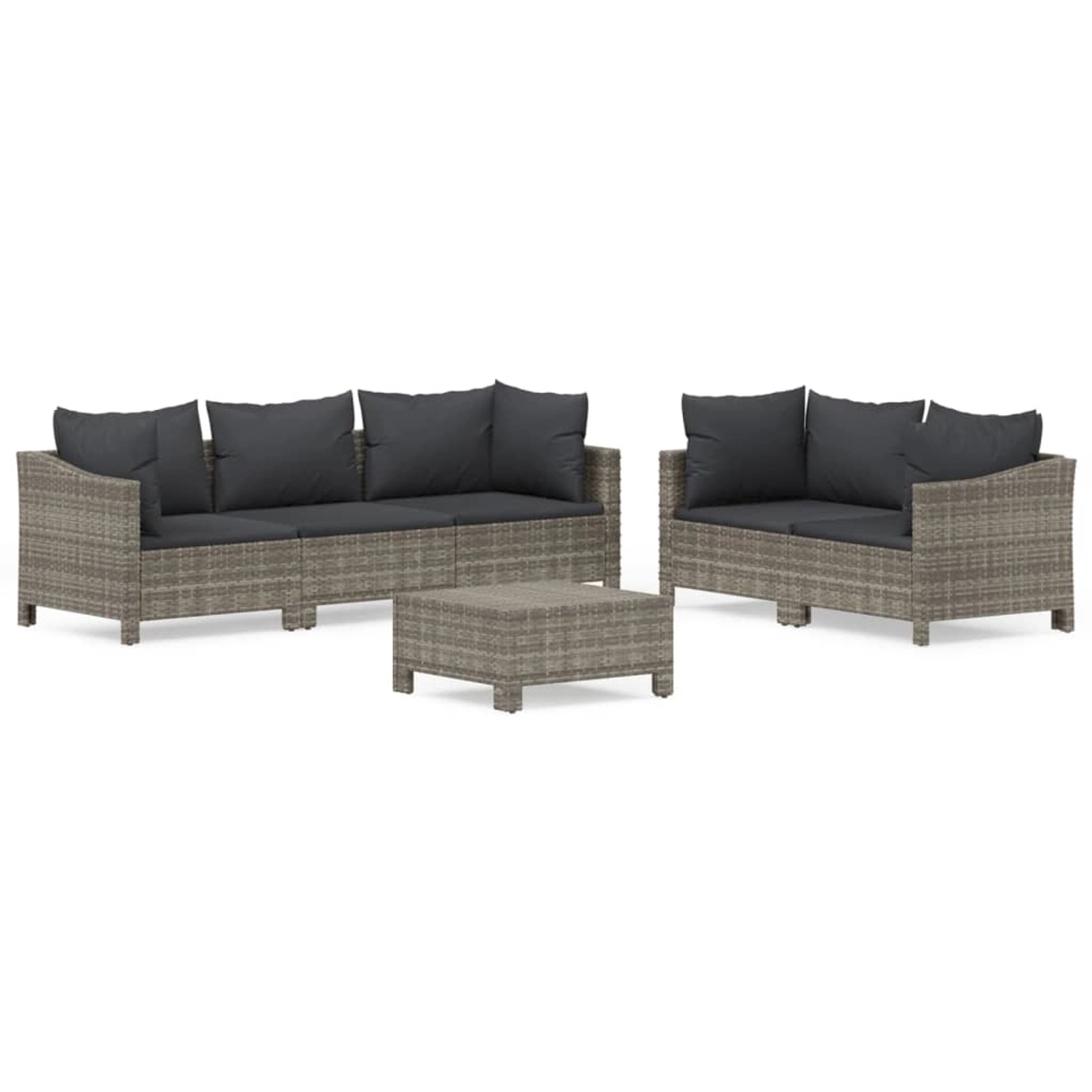 vidaXL 6-Tlg Garten-Lounge-Set mit Kissen Grau Poly Rattan 3187265 günstig online kaufen