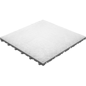 Weiße Florco Kunststoff-Klickfliese (40x40 cm) im Detail.