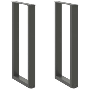 Zwei anthrazitfarbene U-förmige Konsolentischbeine aus Stahl, 38x72-73 cm, mit verstellbaren Füßen.
