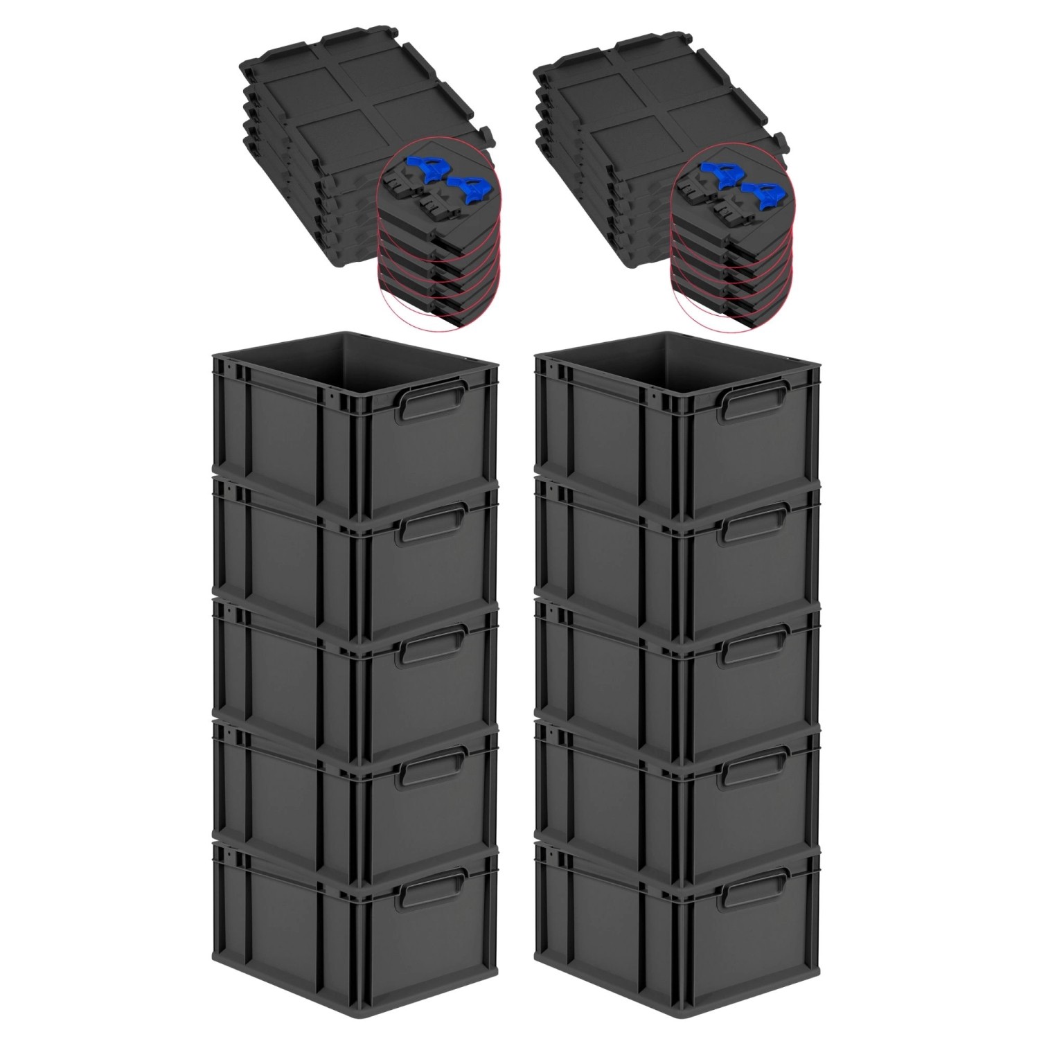 PROREGAL SuperSparSet 10x Eurobox Nextgen Grip Mit Scharnierdeckel Und Blau günstig online kaufen