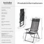Tectake Aluminium Gartenstuhl Maurine, anthrazit, klappbar, wetterfest. Technisches Diagramm mit Maßen.