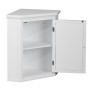Weißer Teamson Home Bad Eckschrank mit offener Tür und Innenregal.