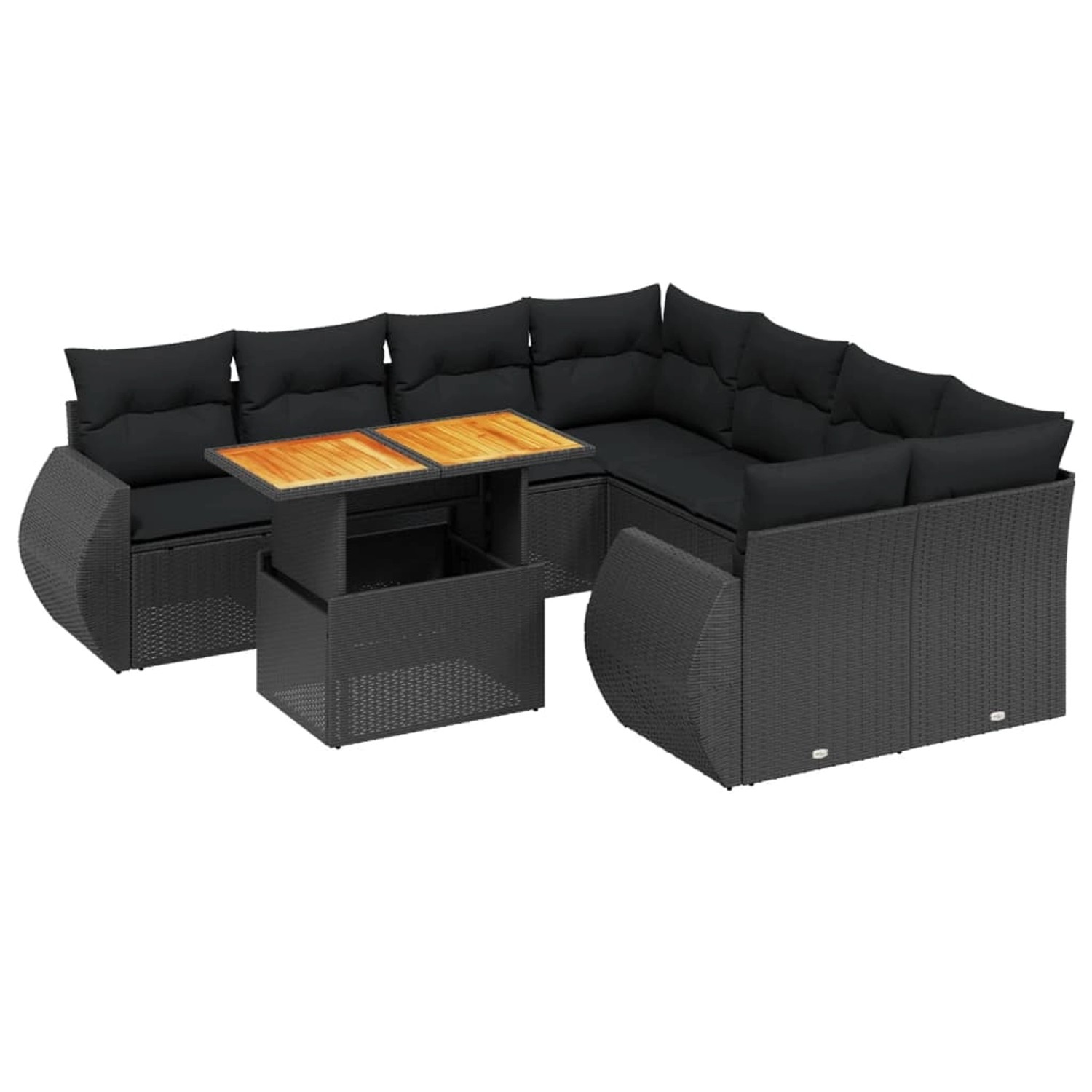 vidaXL 9-Tlg Garten-Sofagarnitur mit Kissen Schwarz Poly Rattan 3272119 günstig online kaufen