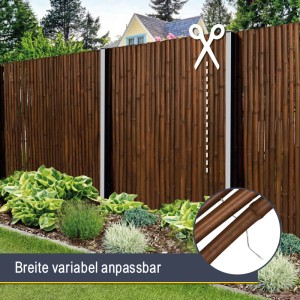 Sol Royal Bambus Sichtschutzzaun, braun, 90x250cm. Flexibel anpassbarer Wind- und Sichtschutz für Garten und Balkon.